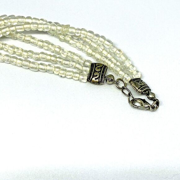 Crystal Quartz Healing Creativity White Flower Necklace Heavy 18in Chain Bridal - Picture 7 of 7